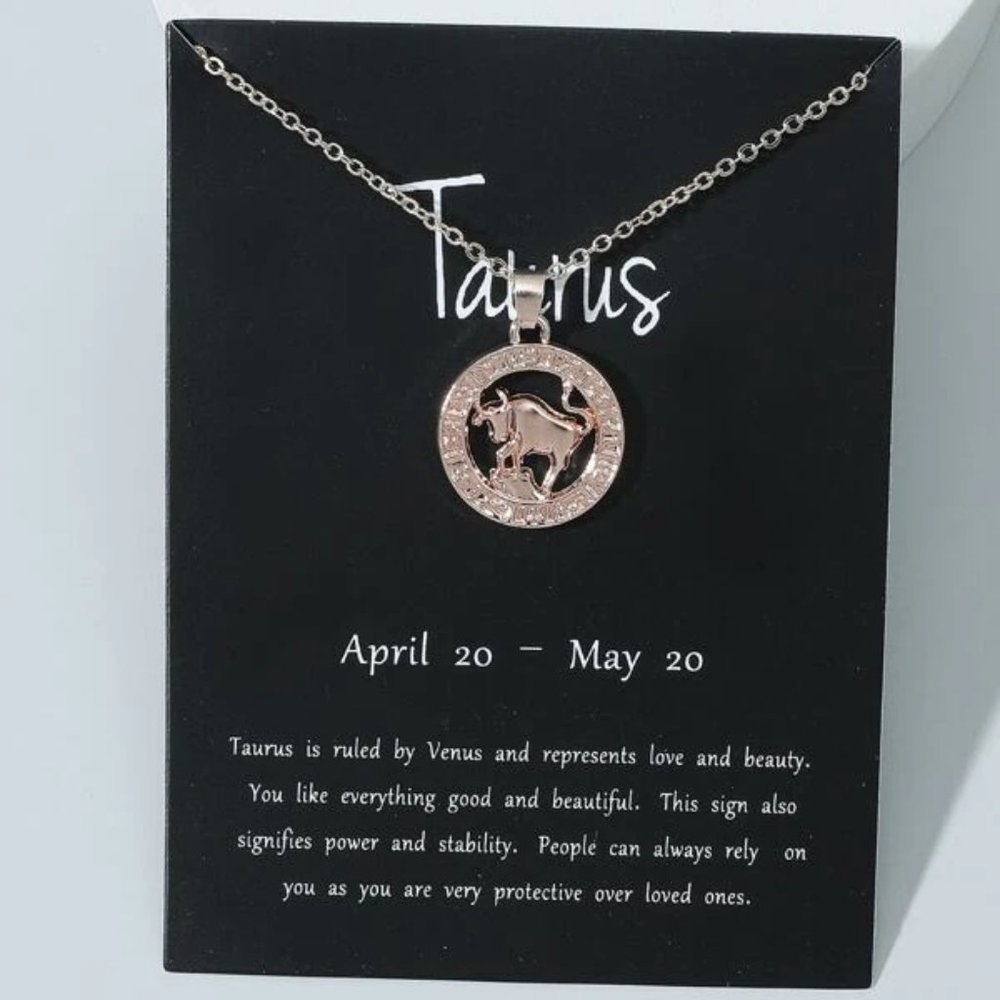Taurus Zodiac Rose Gold Necklace